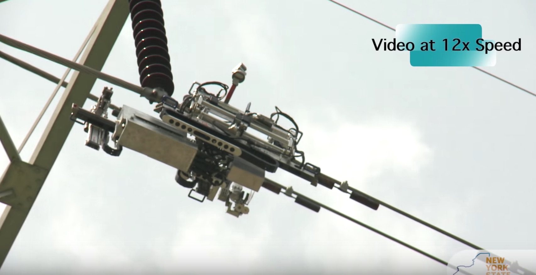 Transmission line inspection robot in action